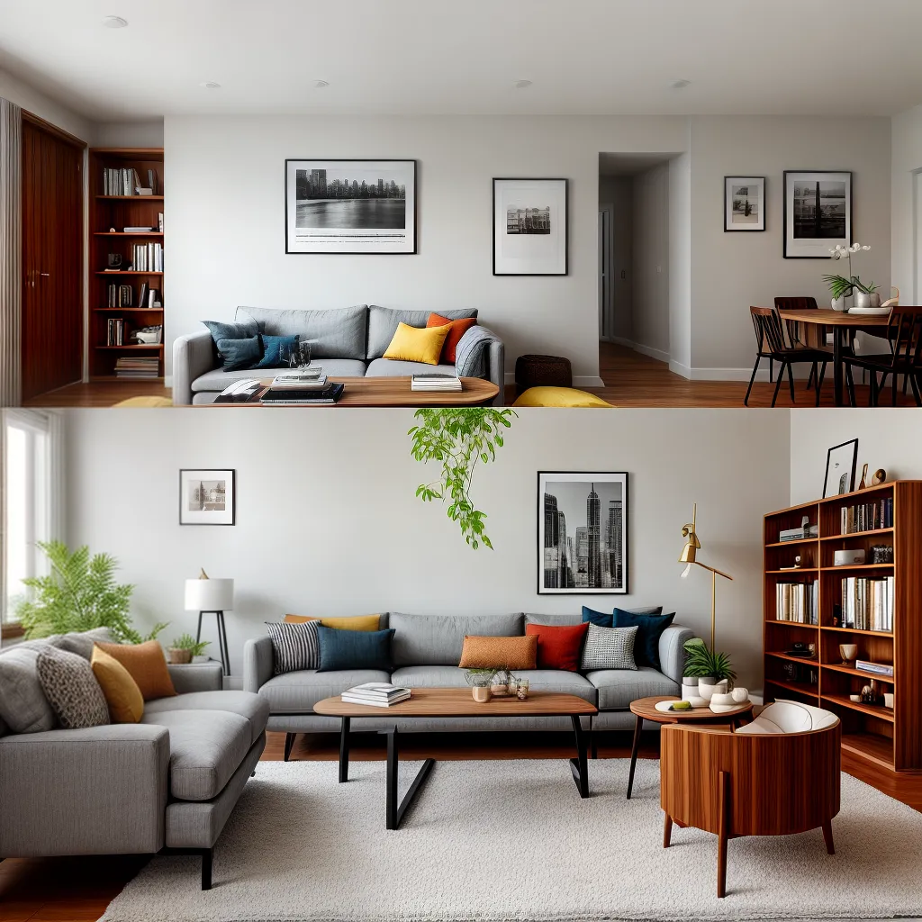 sala estar sofa mesa livros personalizada