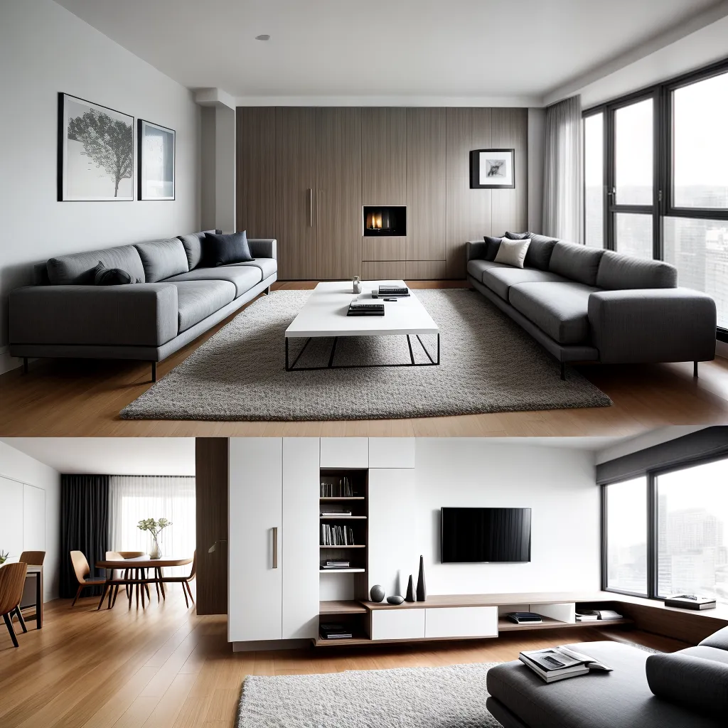 sala moderna sofa multifuncional geometrica