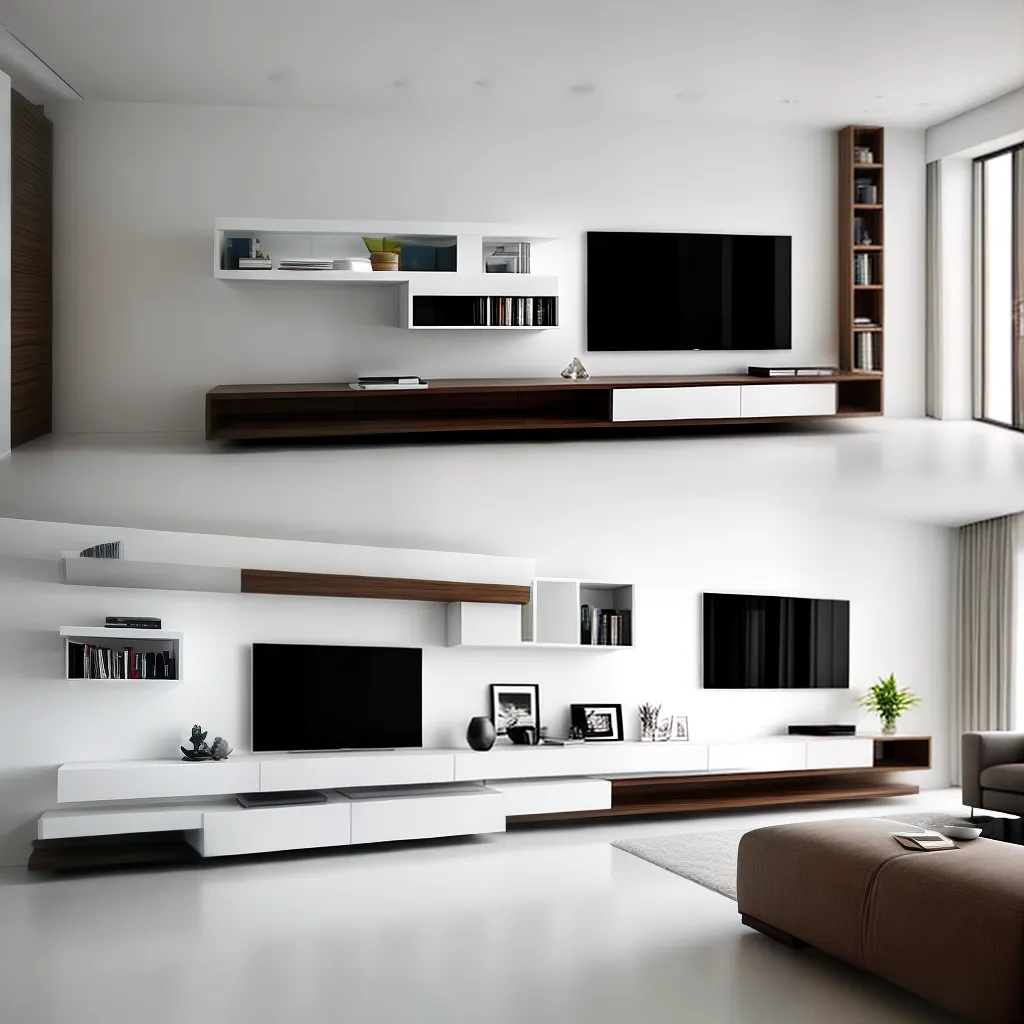 sala minimalista branca estante livros