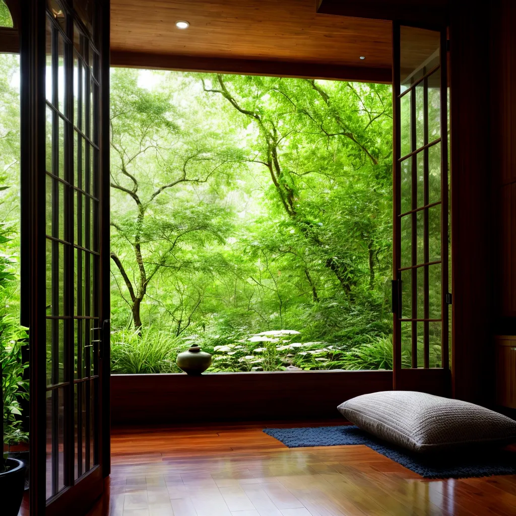 sala meditacao natureza jardim serenidade