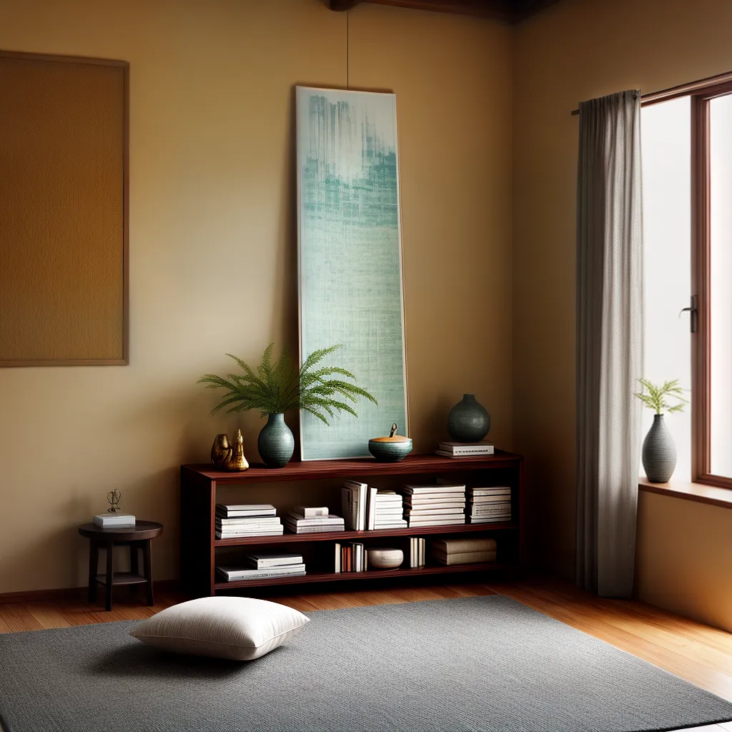 sala meditacao zen iluminada