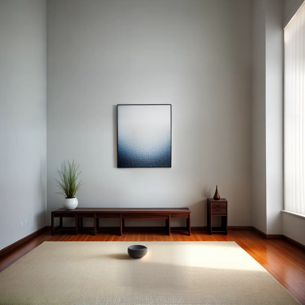 sala meditacao iluminacao natural obras arte