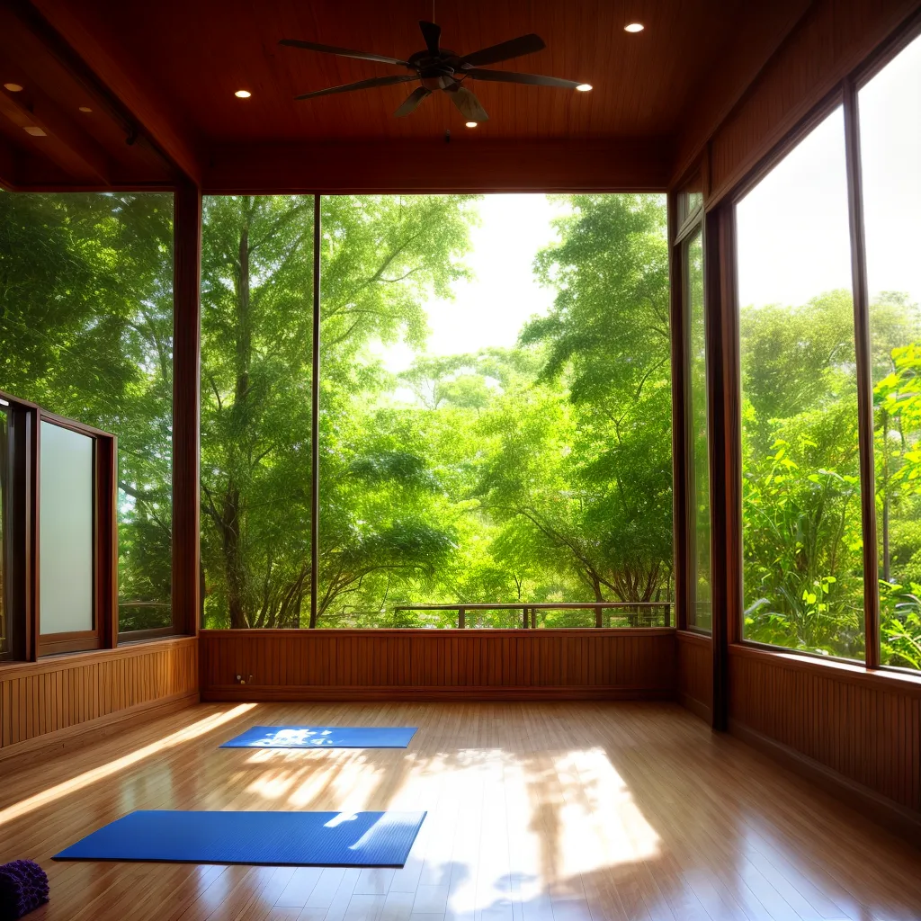 estudio yoga luz natural plantas serenidade