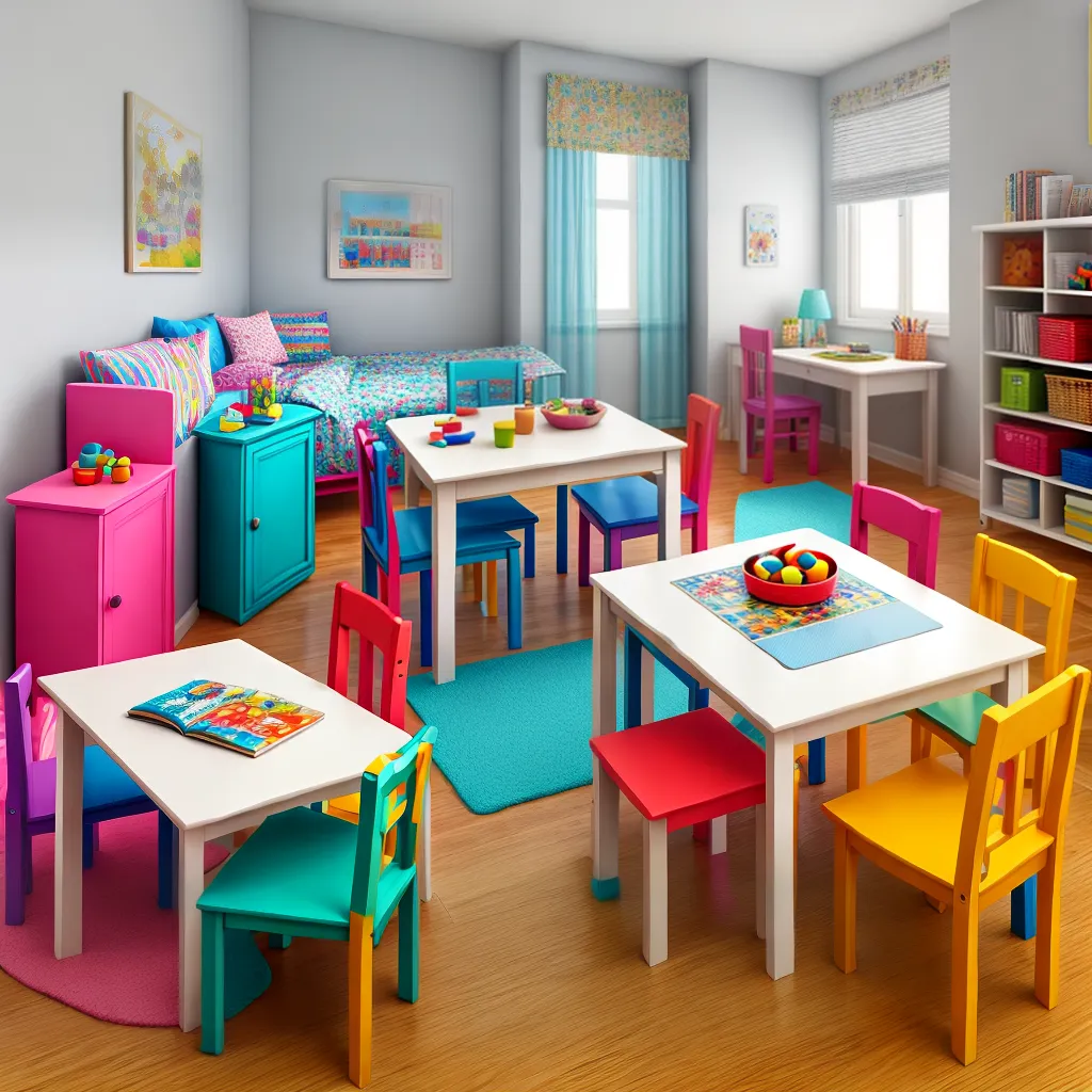 conjunto infantil mesa cadeiras coloridas 1