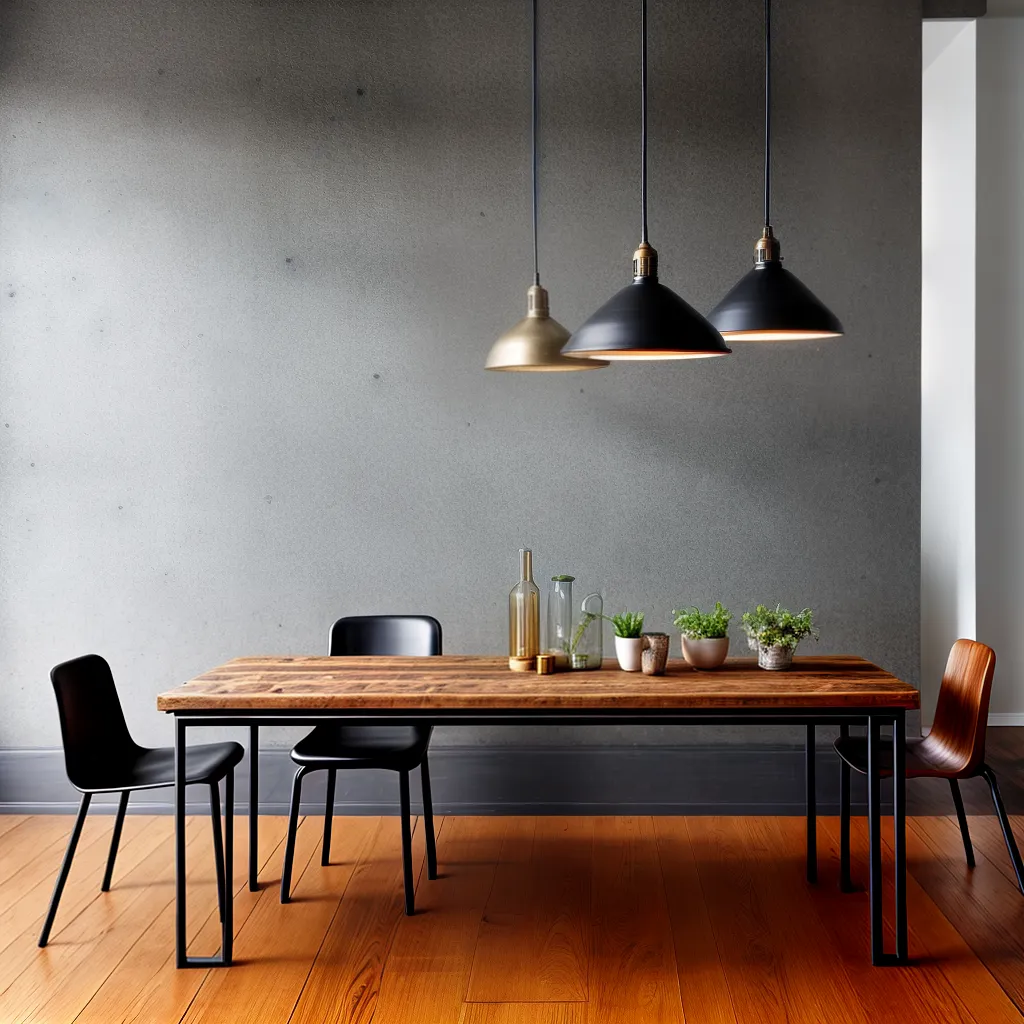 mesa jantar industrial madeira metal