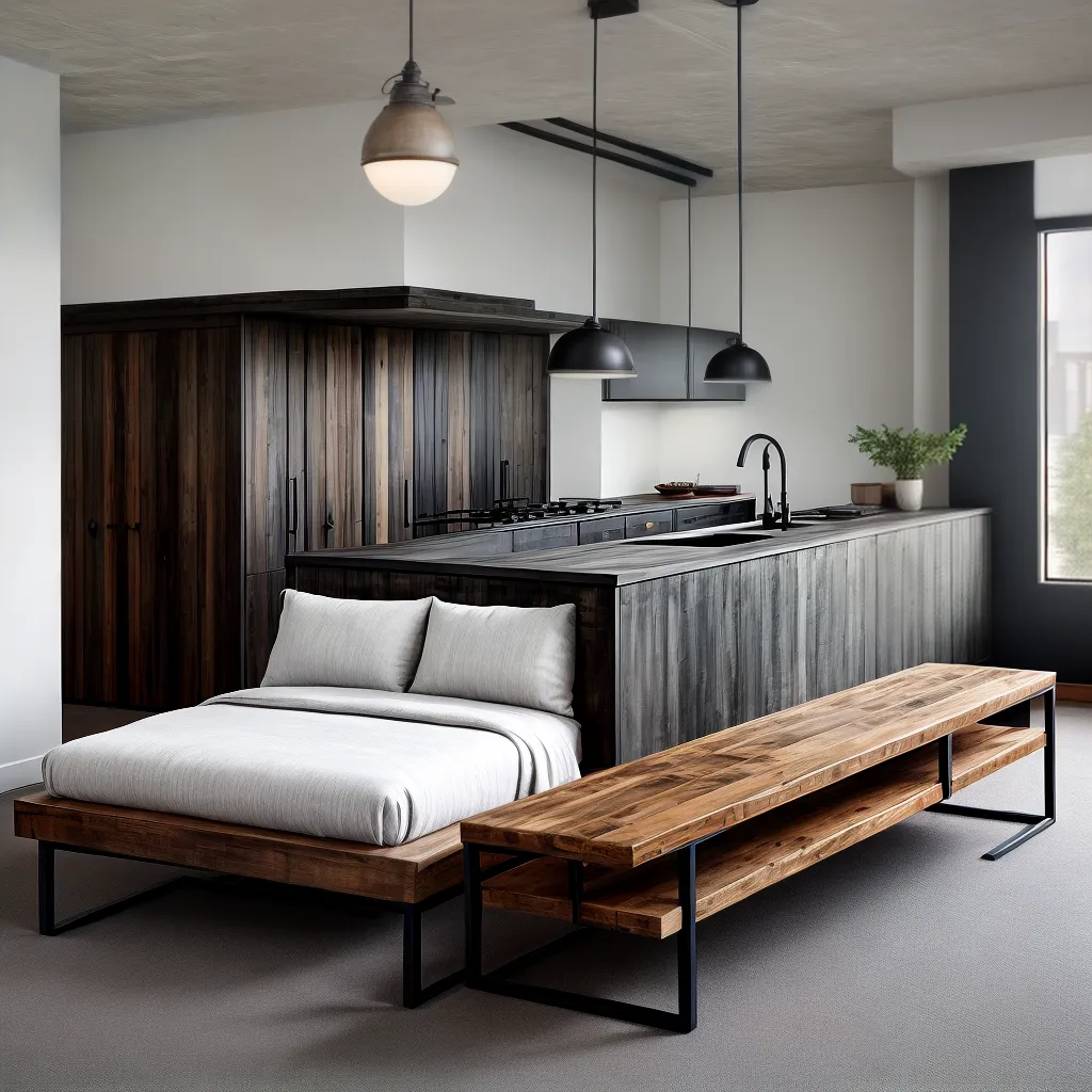 movel industrial minimalista madeira metal