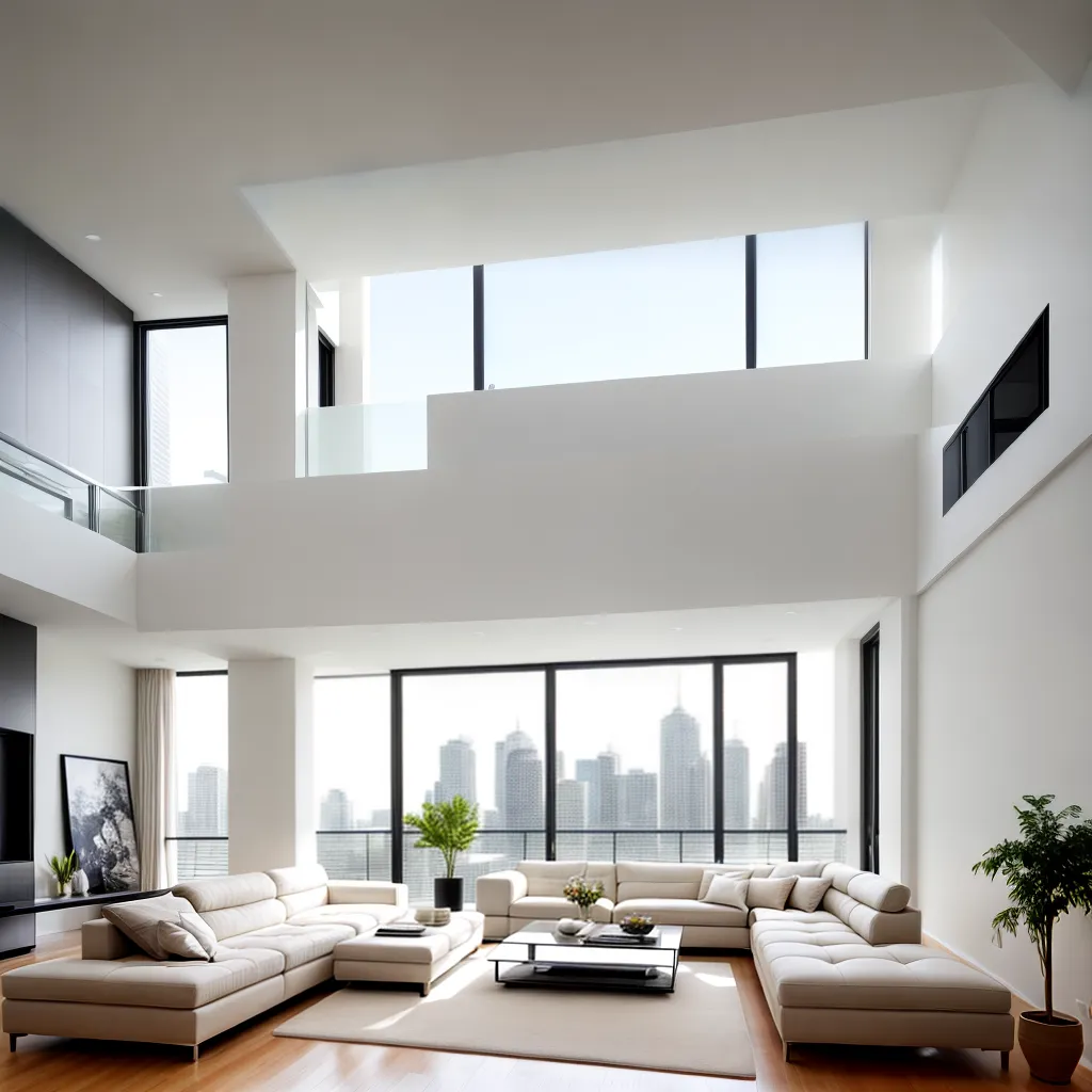 sala moderna sofa branco minimalista