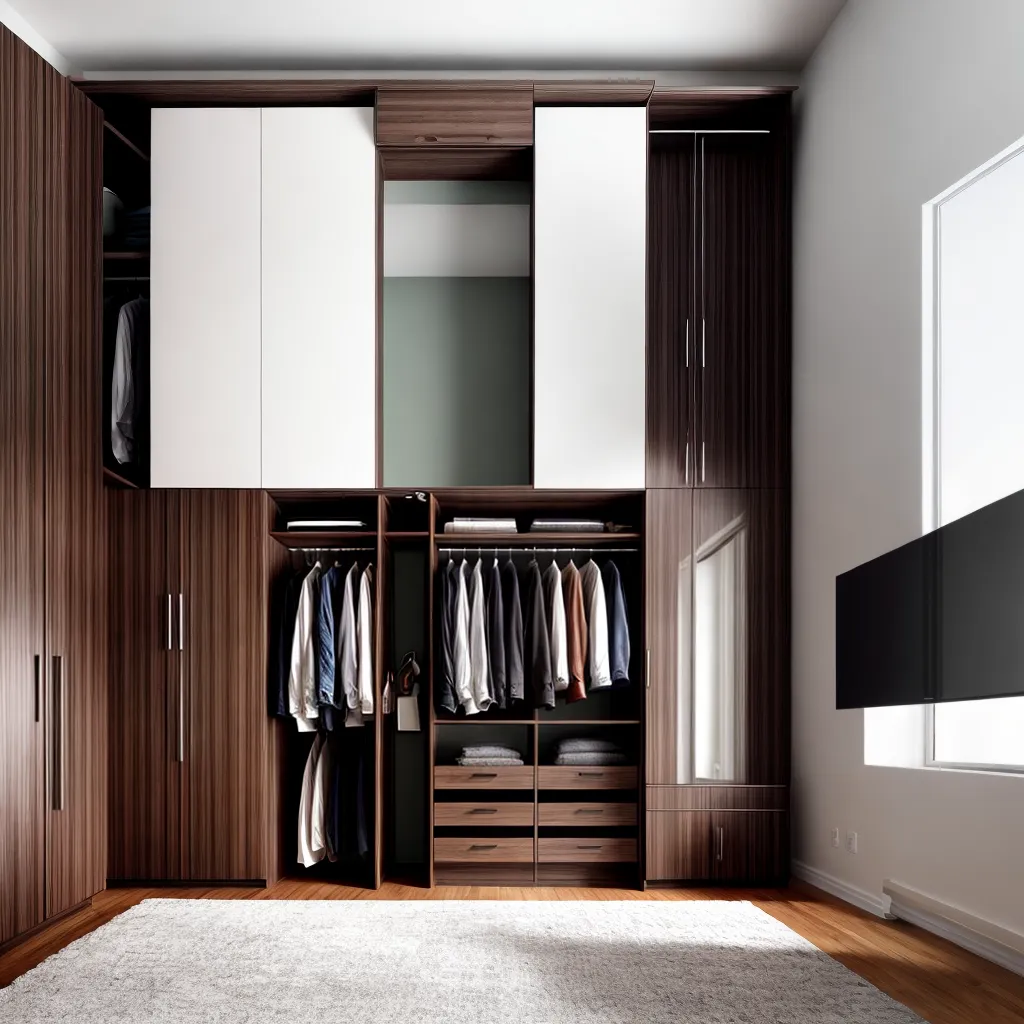 closet organizado espacoso madeira veludo
