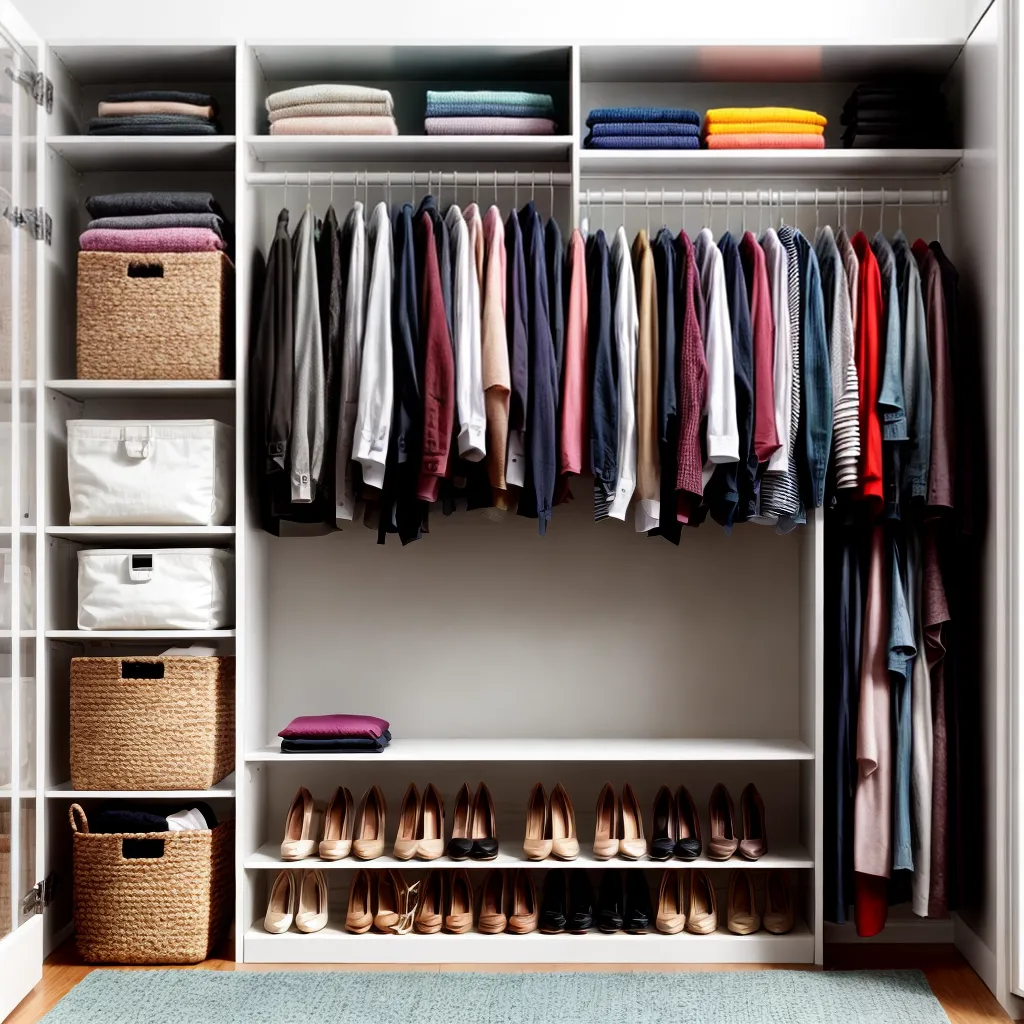 closet organizado prateleiras roupas sapatos