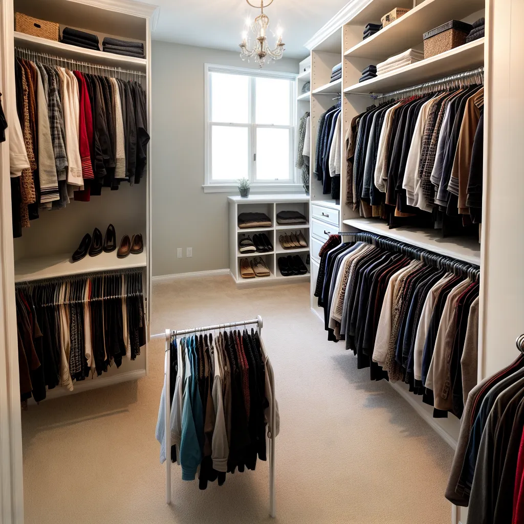 closet organizado iluminado chandelier ottoman