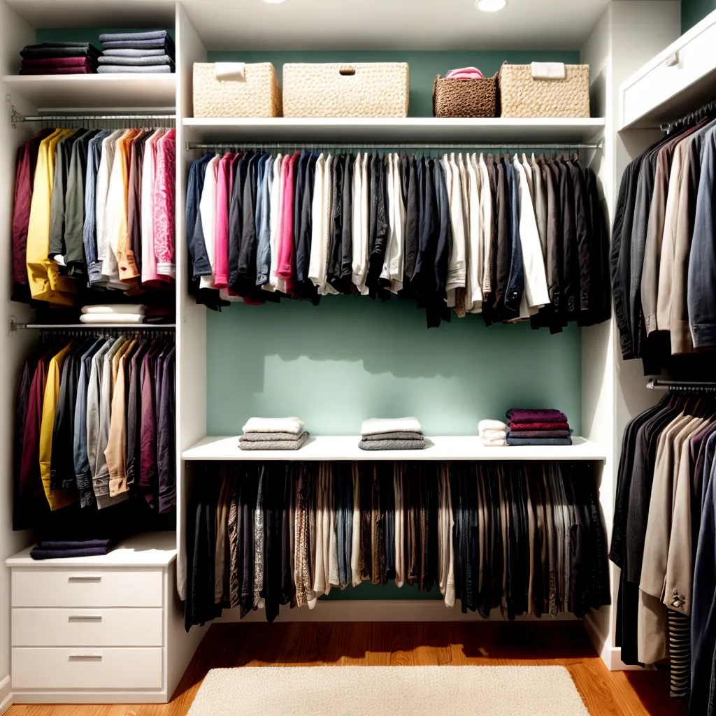 closet organizado iluminado espelho