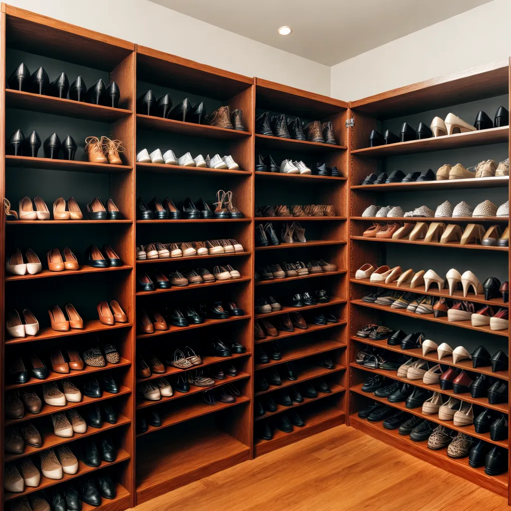 closet organizado sapatos variedade