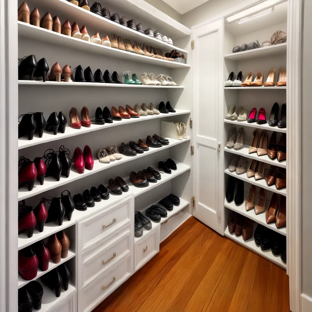 closet sapatos organizado iluminacao