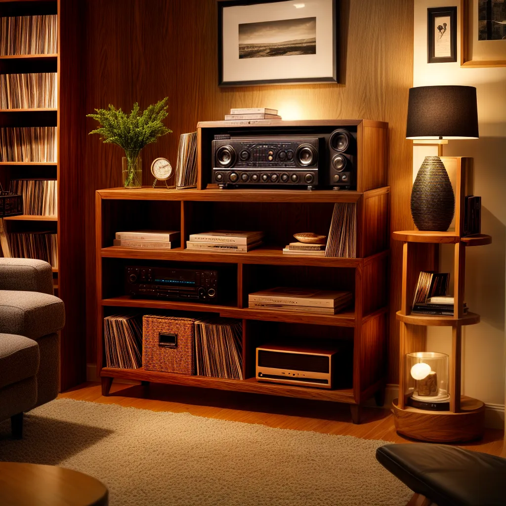 sala estar vintage toca discos vinil