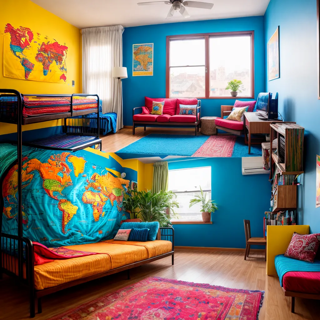 area comum hostel vibrante viagem