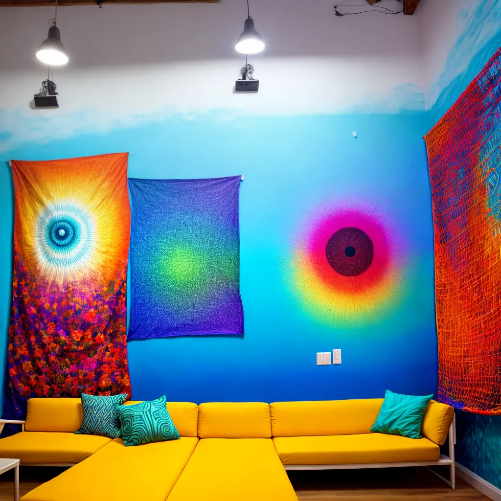 area comum hostel tapecarias hamacas coloridas