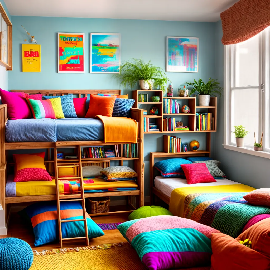 hostel quarto colorido acolhedor
