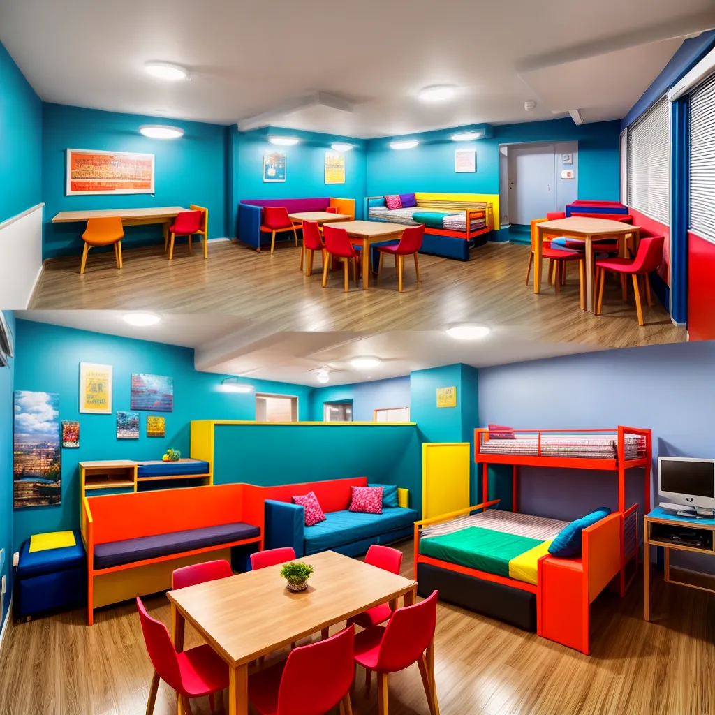 area comum hostel cores amigos