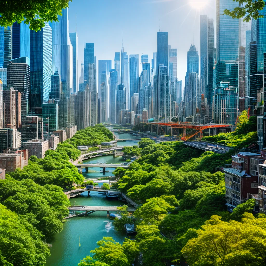 cidade futurista biomimetica natureza tecnologia