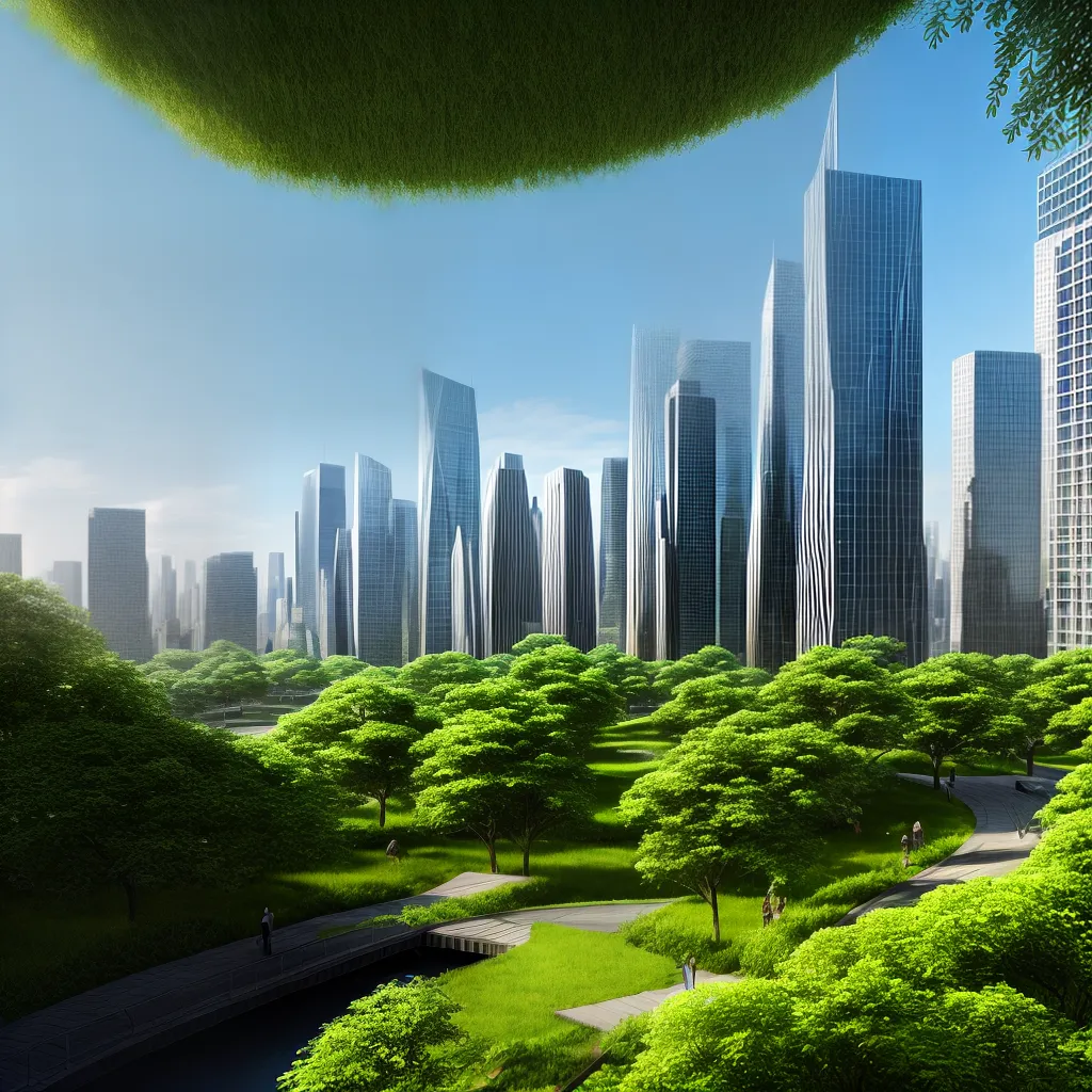cidade futurista biomimetismo natureza tecnologia