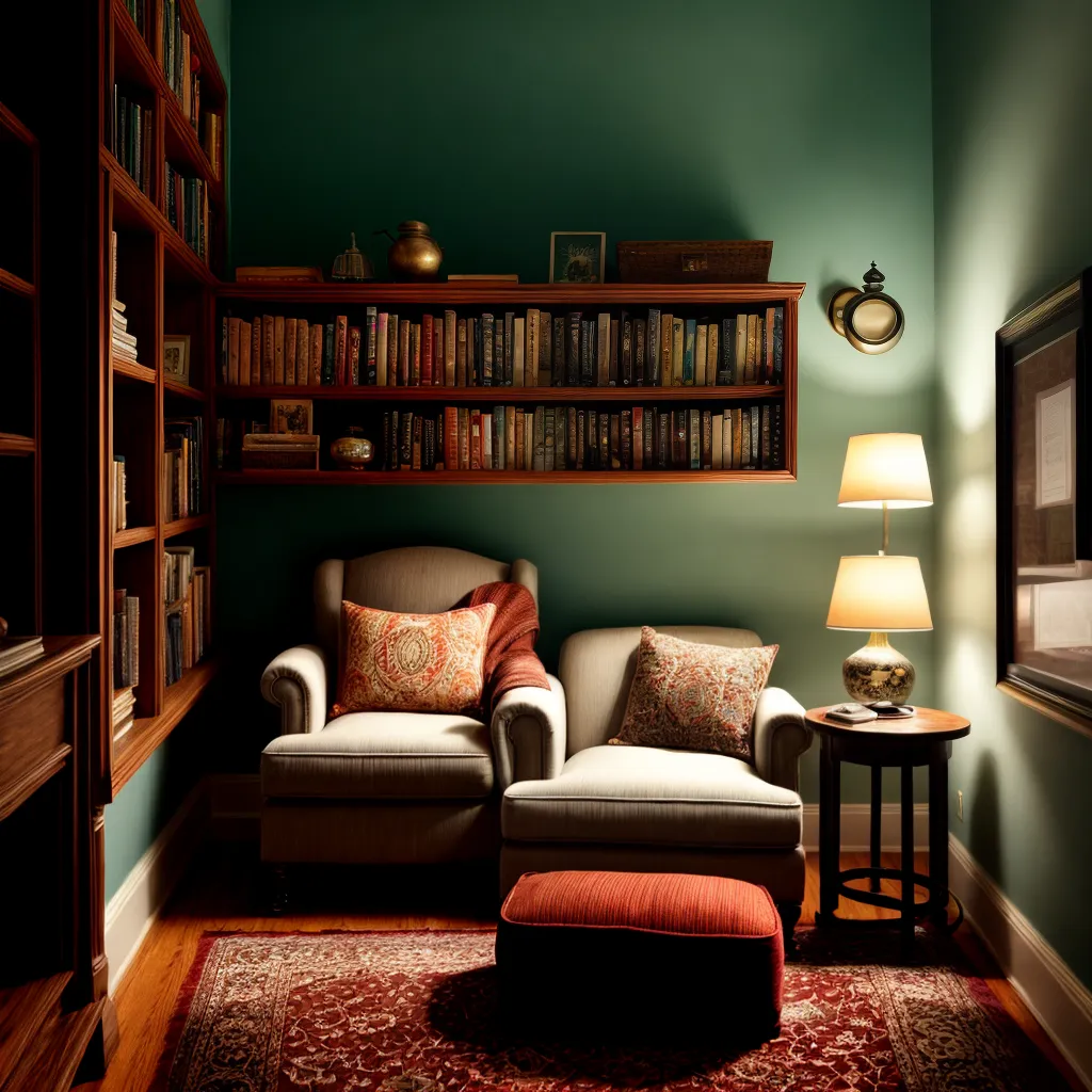 Ideias de decoração para criar uma sala de leitura temática.