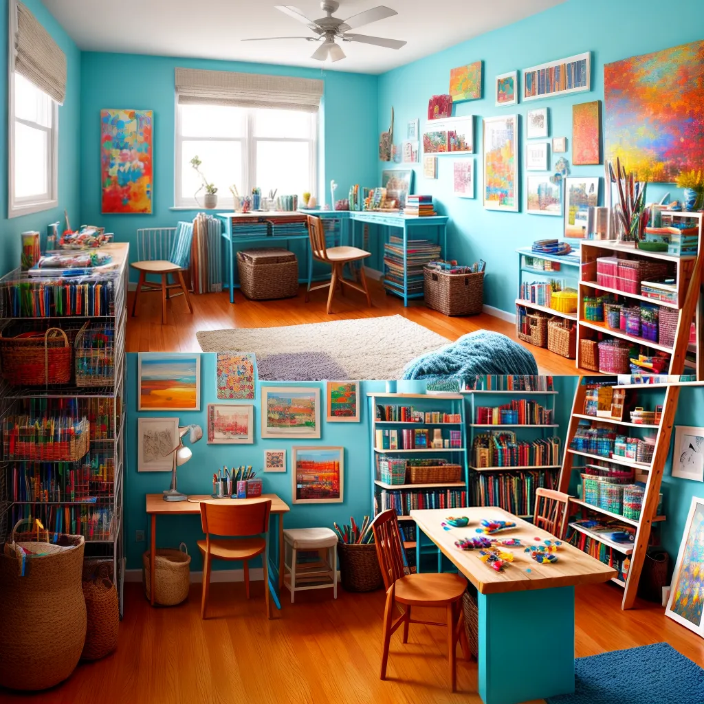 estudio arte organizado iluminado