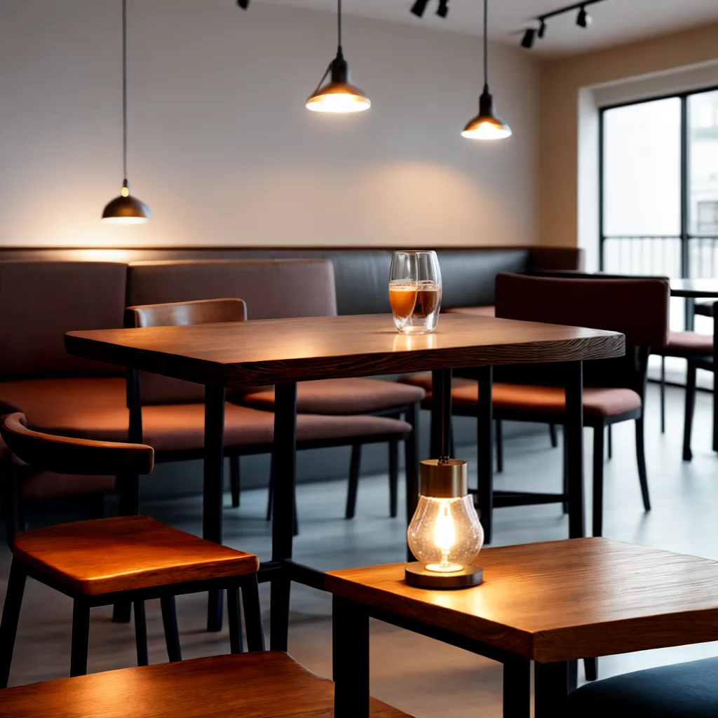 cafe acolhedor interior mobiliario iluminacao