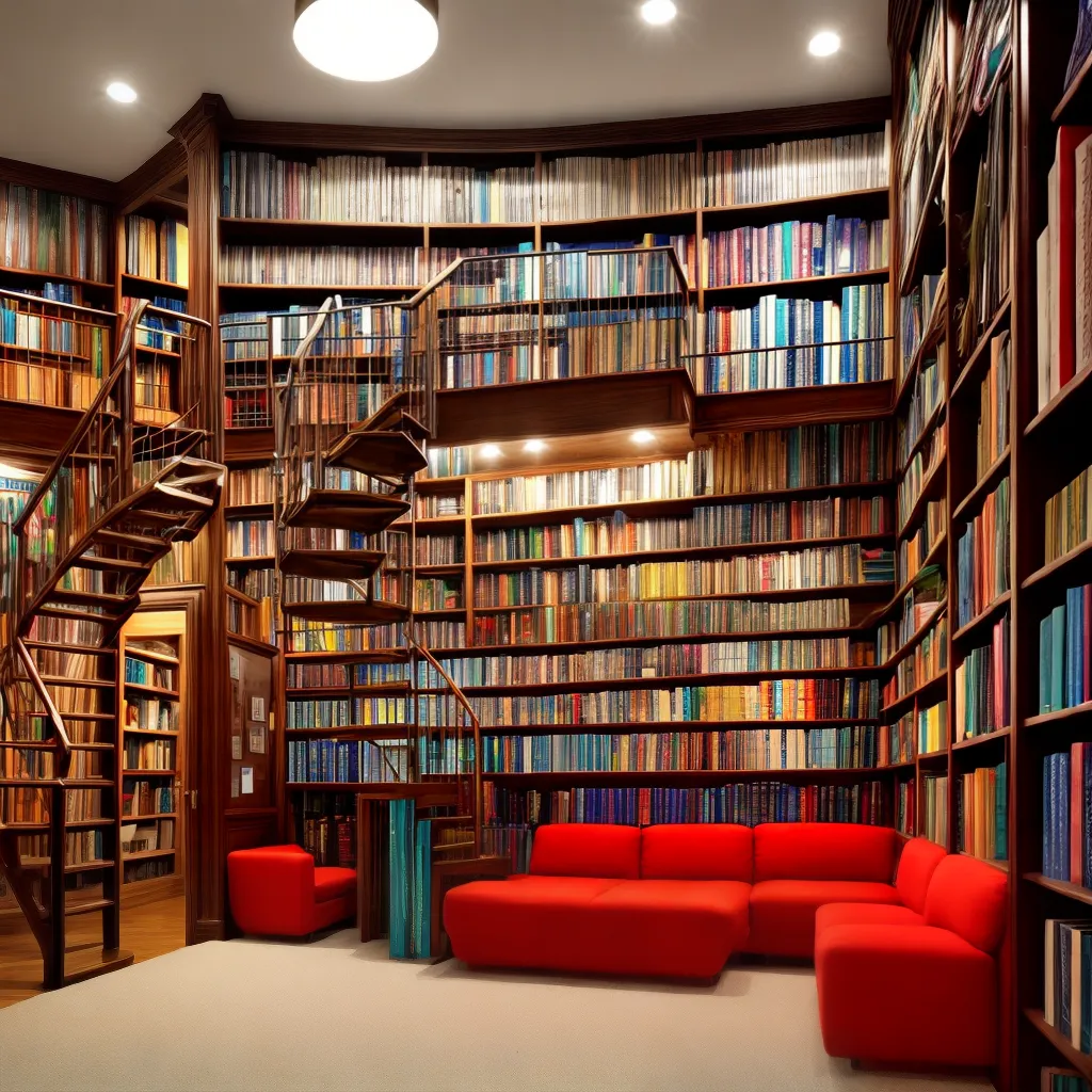 livraria vibrante estantes coloridas