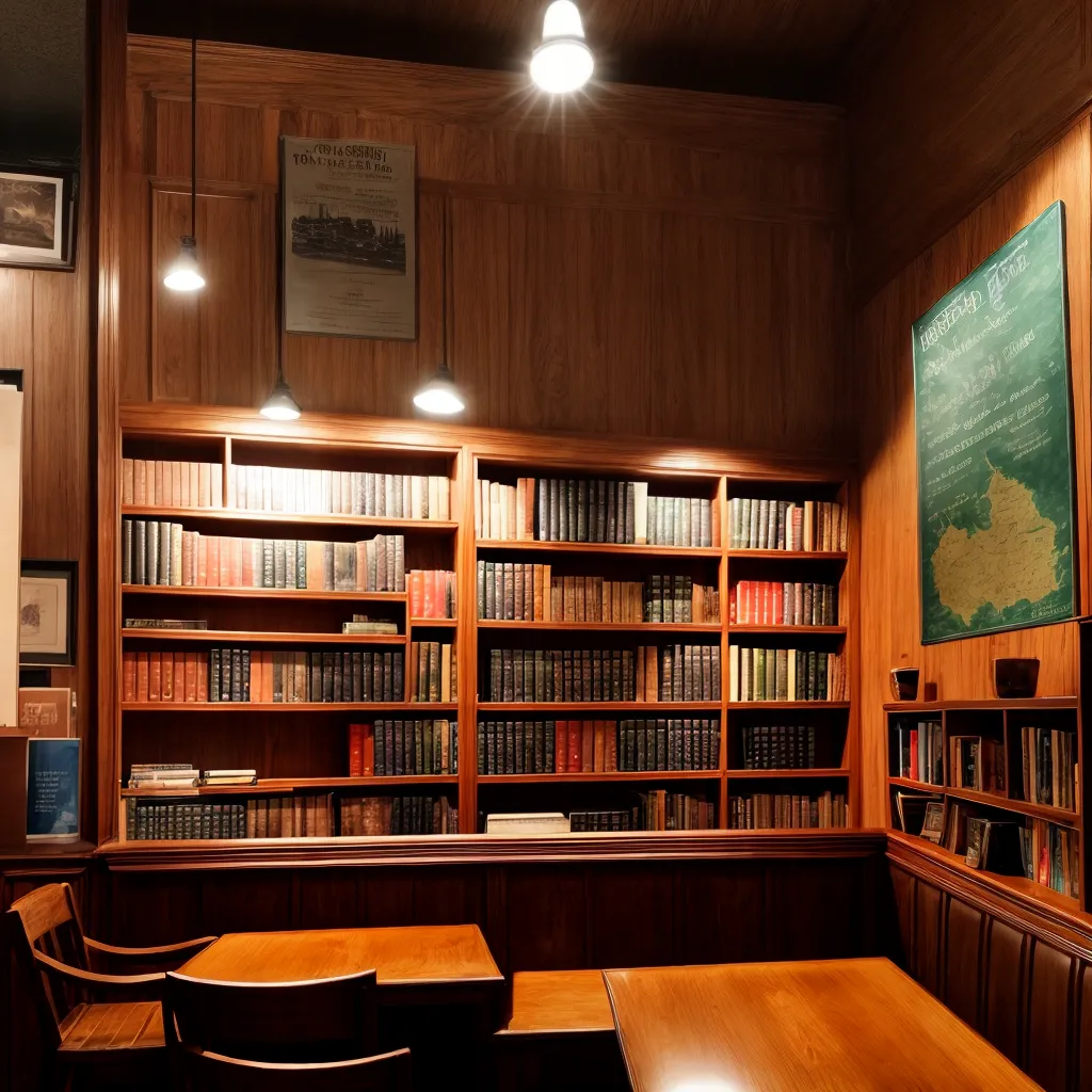 livraria acolhedora estantes madeira leitura