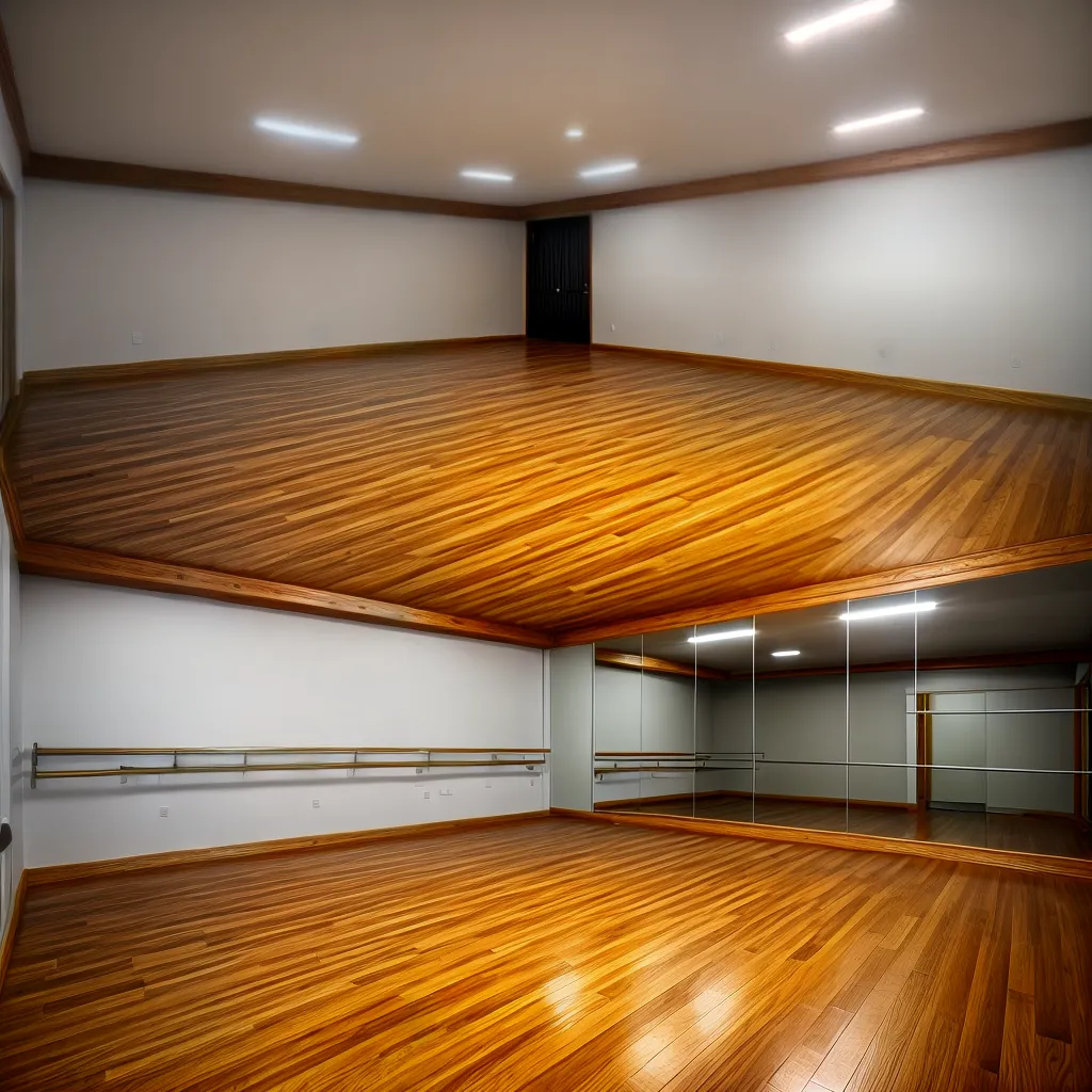 estudio danca espelho piso madeira