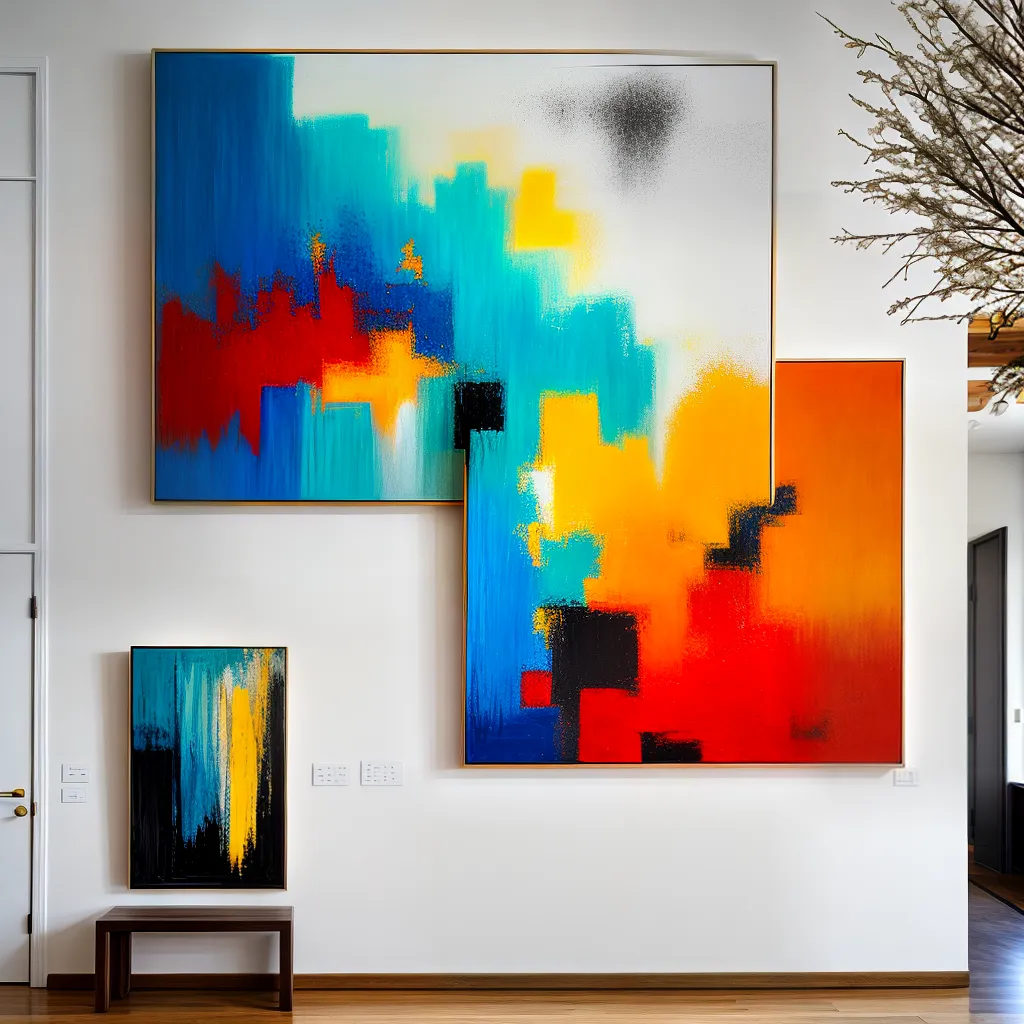 pintura abstrata parede galeria luz