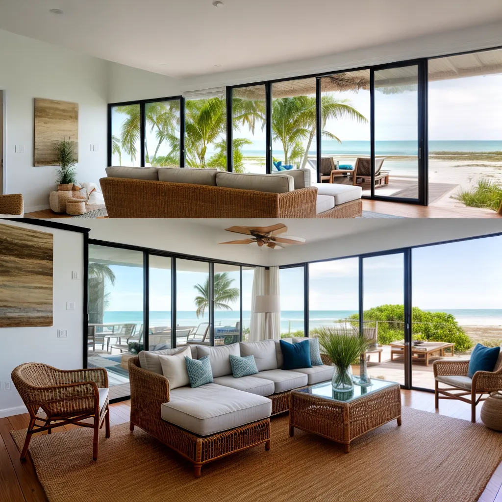 casa costeira natural sofa rattan