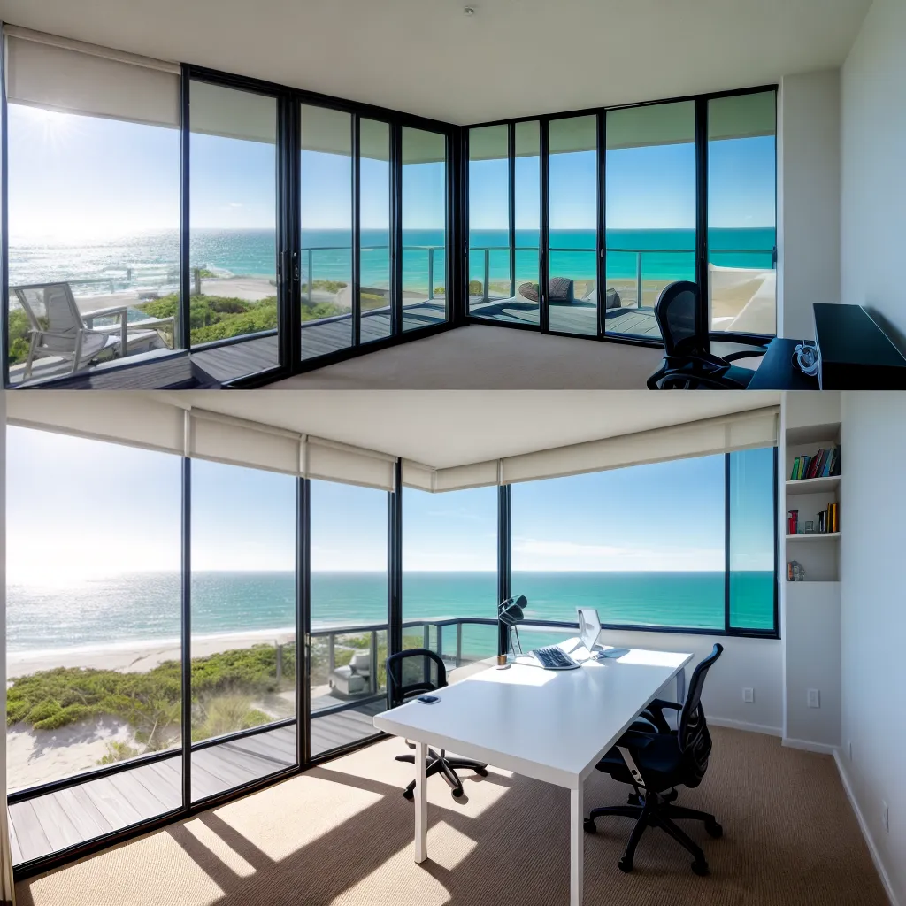 escritorio praia janela decoracao costeira