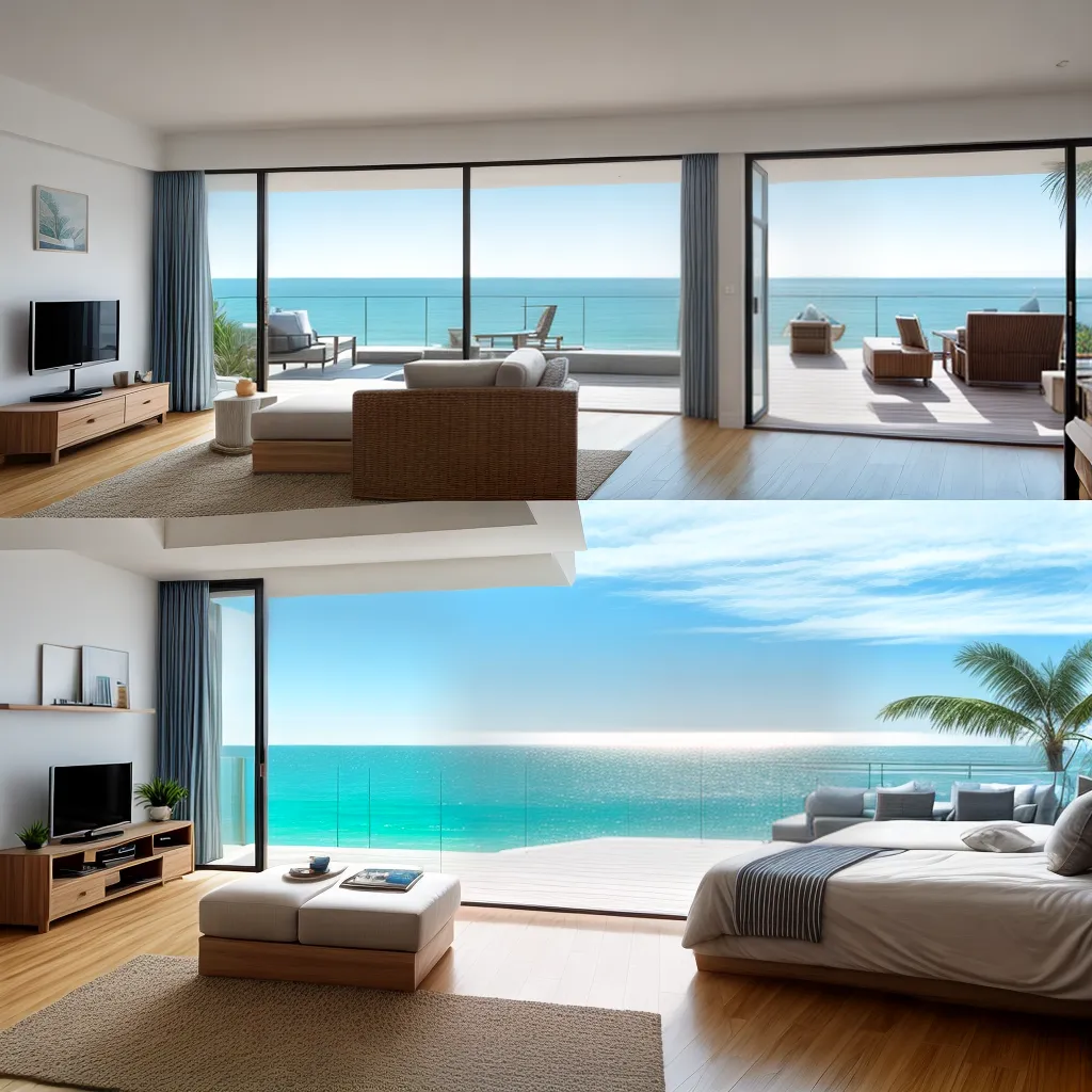 sala costeira espelho vista mar