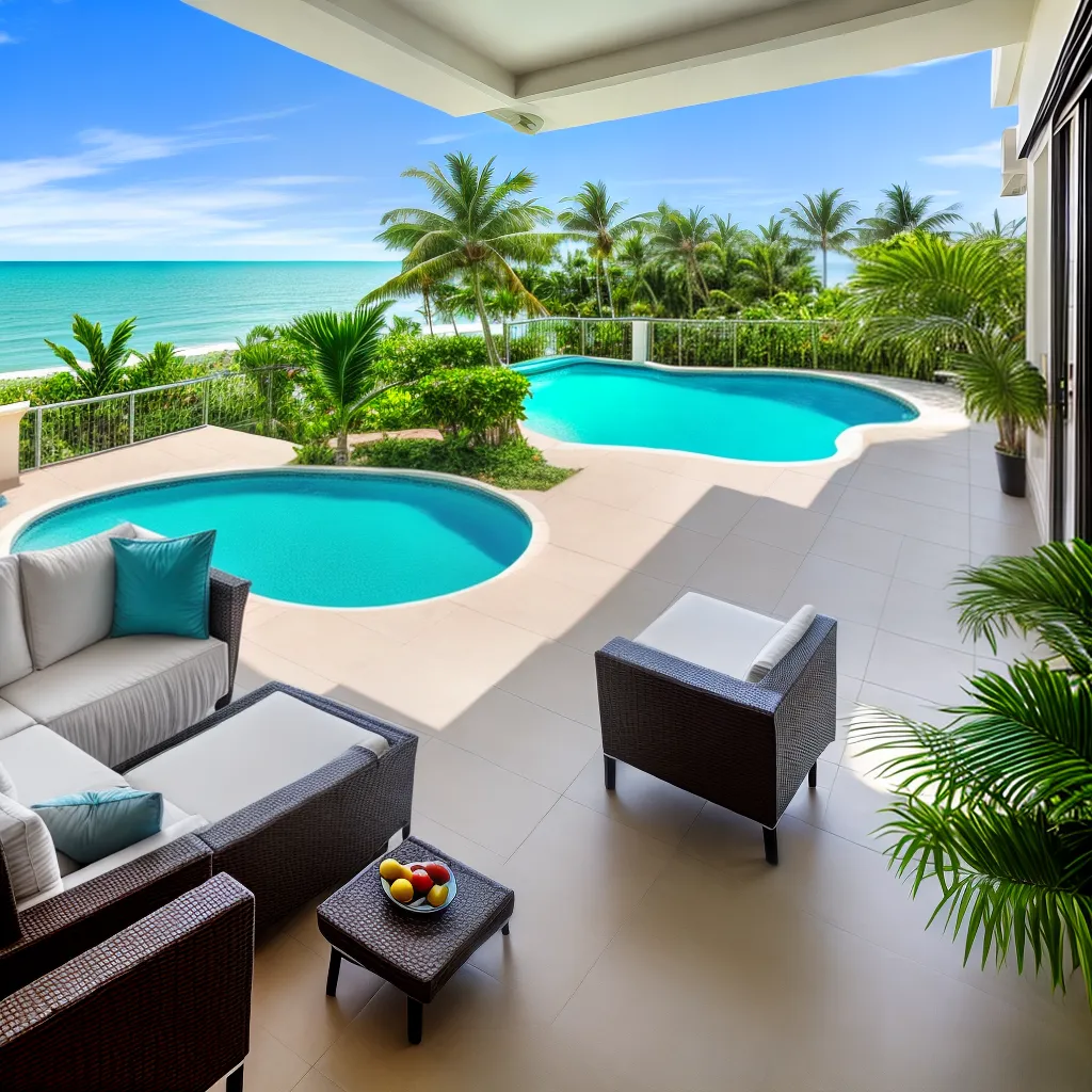 Decoração de casas na praia com piscina