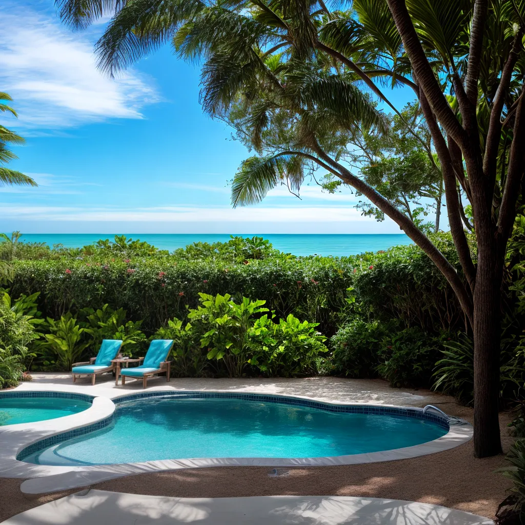 casa praia piscina folhagem tropical casa praia piscina folhagem tropical
