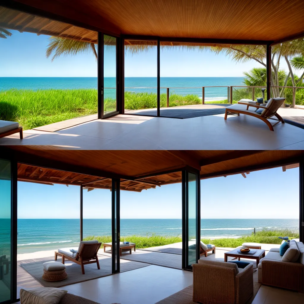 casa praia janelas oceano meditacao
