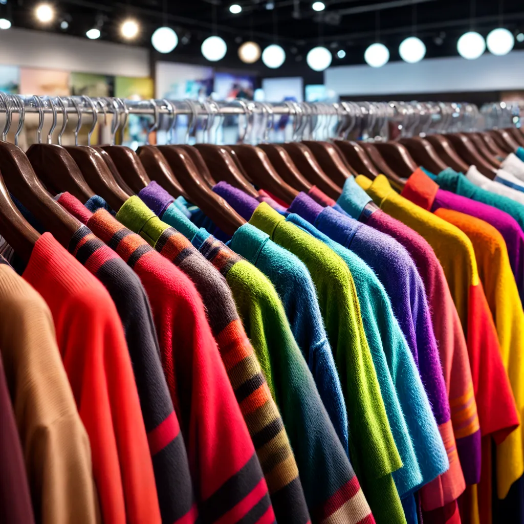 loja roupas iluminada cores