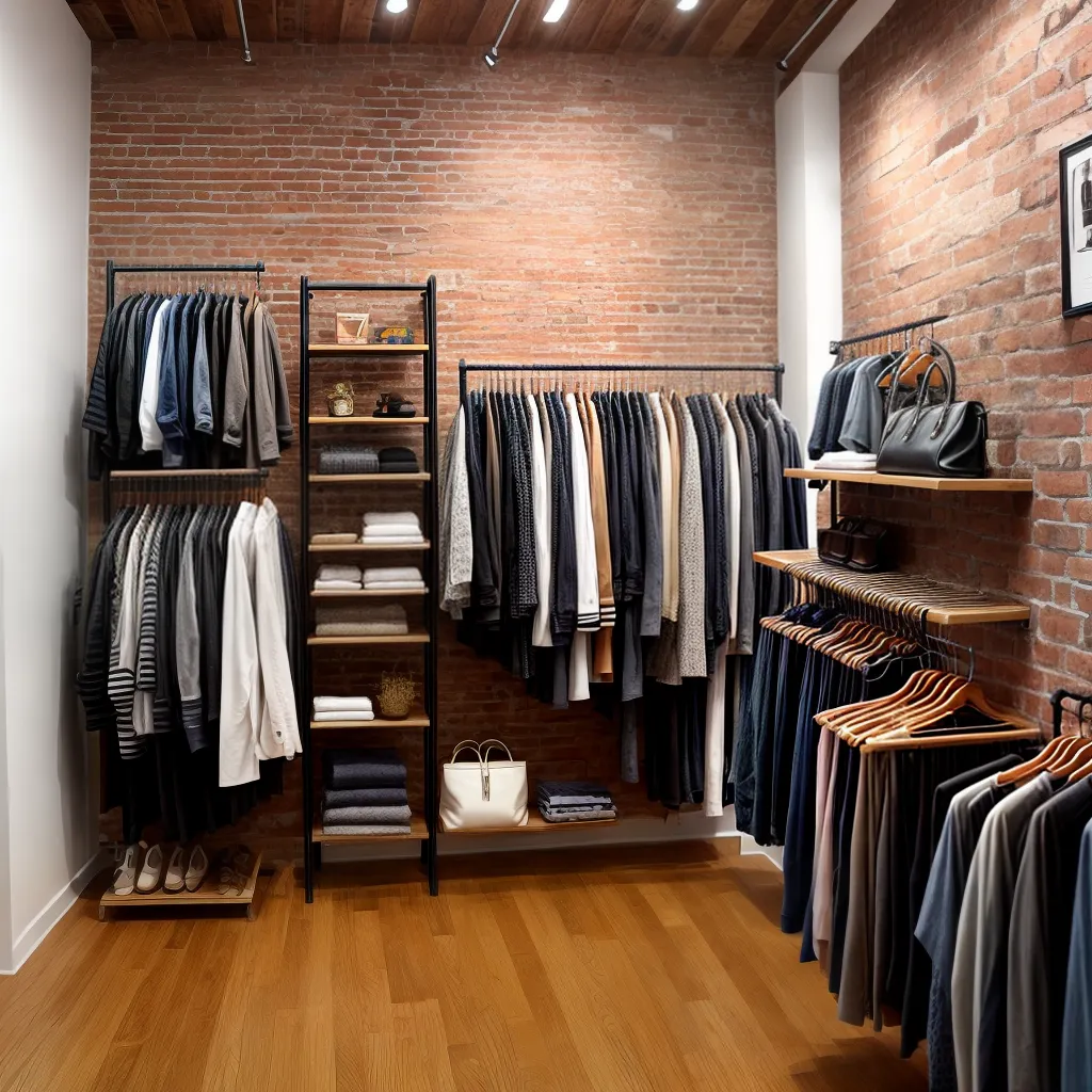 rack roupas tijolos boutique acessorios