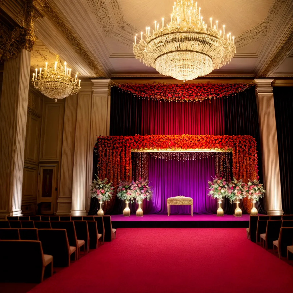 palco luzes flores chandelier podio