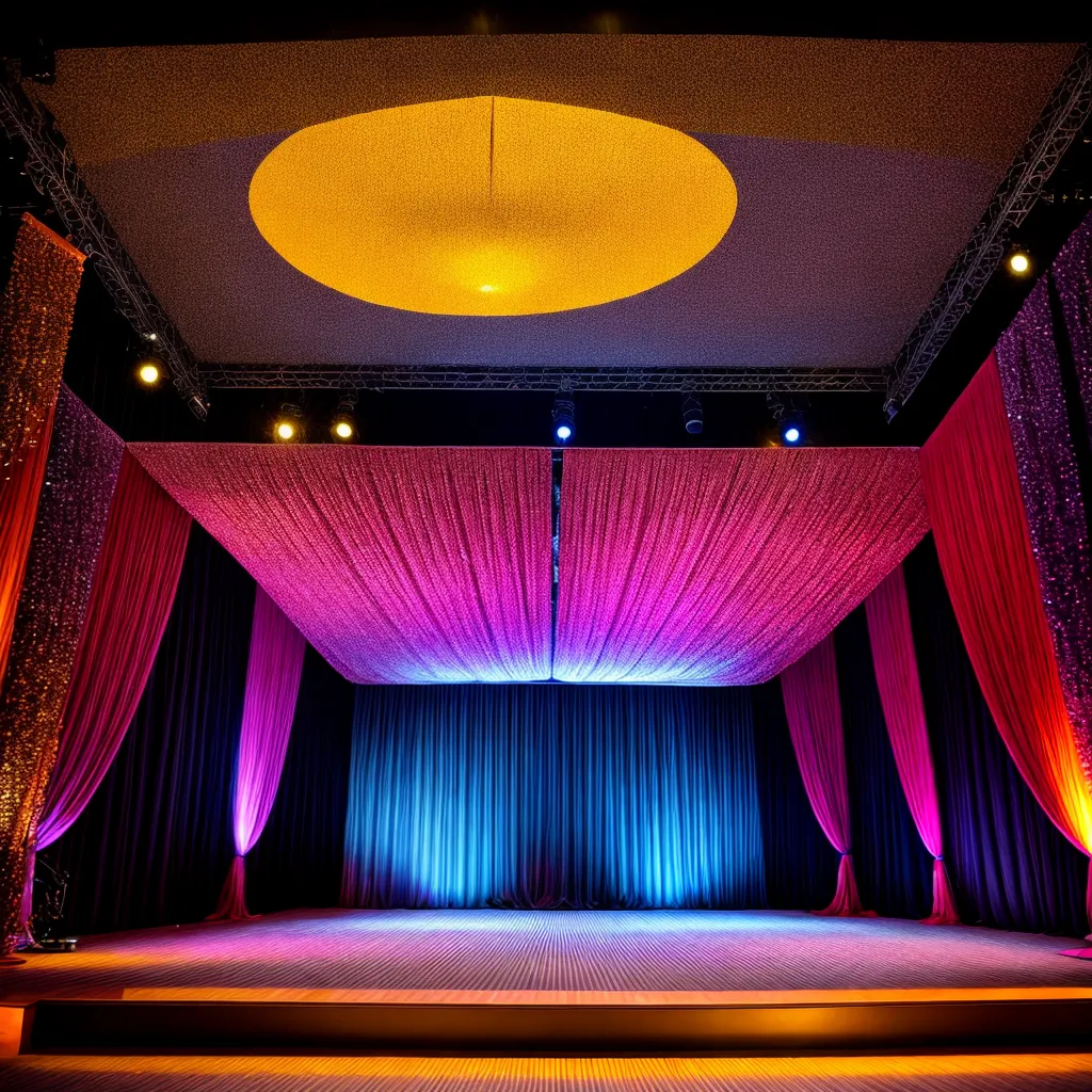 palco decoracao drapes coloridos
