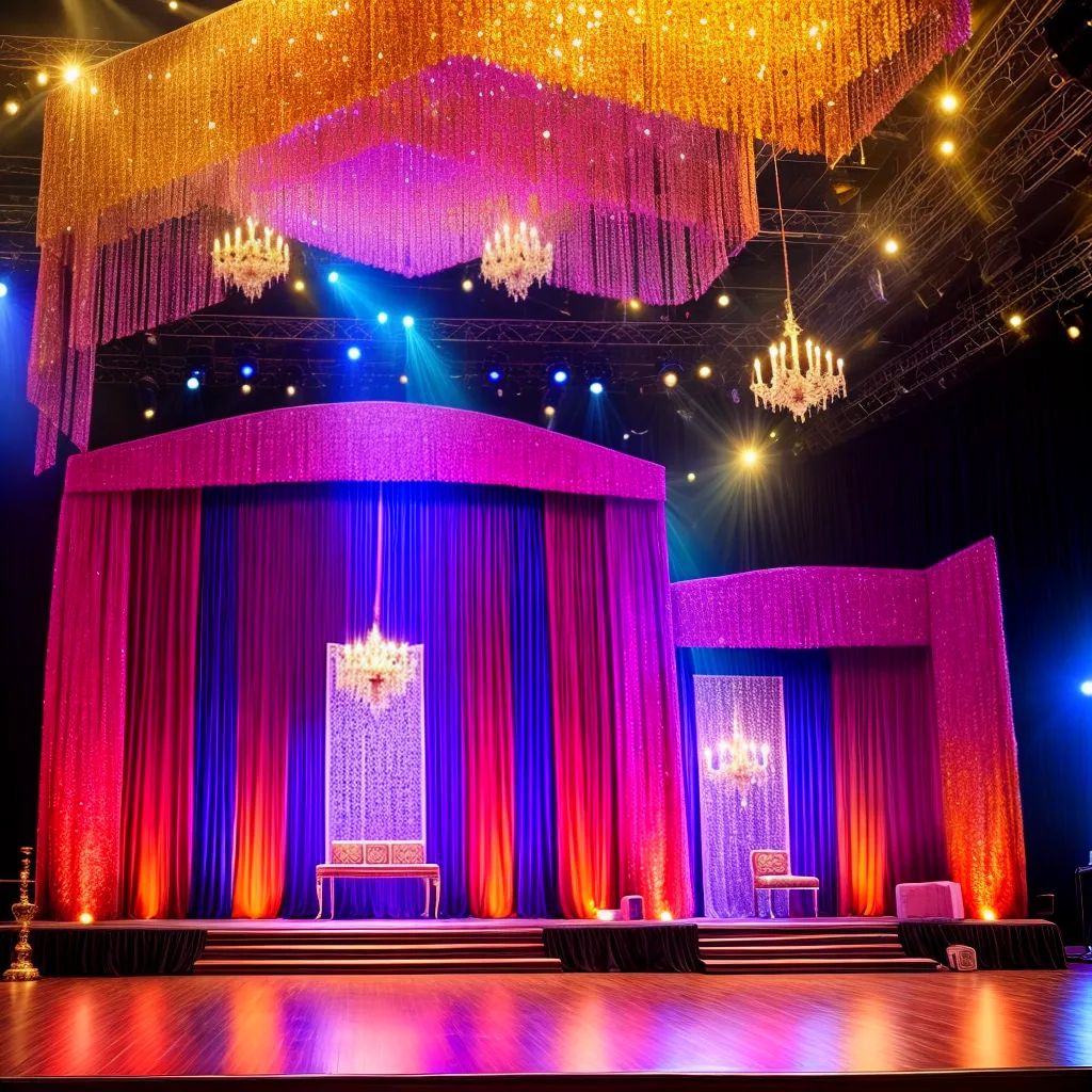 palco colorido luzes flores chandelier
