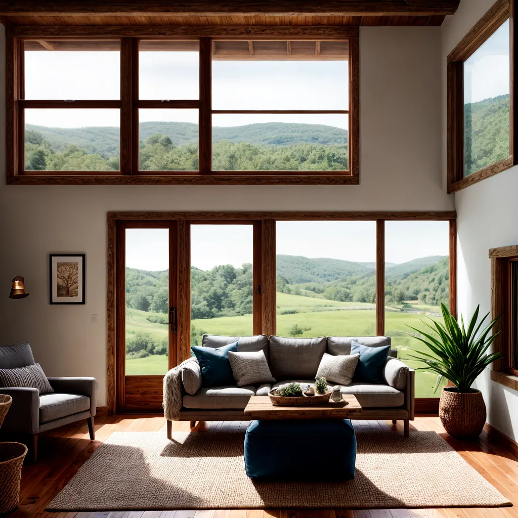 sala fazenda janelas paisagem rustica