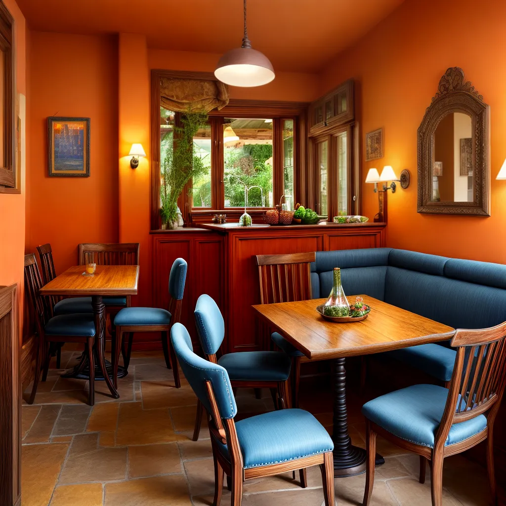bistro terracota azul amarelo sofisticado