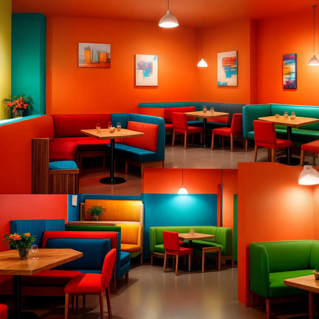 bistro cores vibrantes ambiente acolhedor