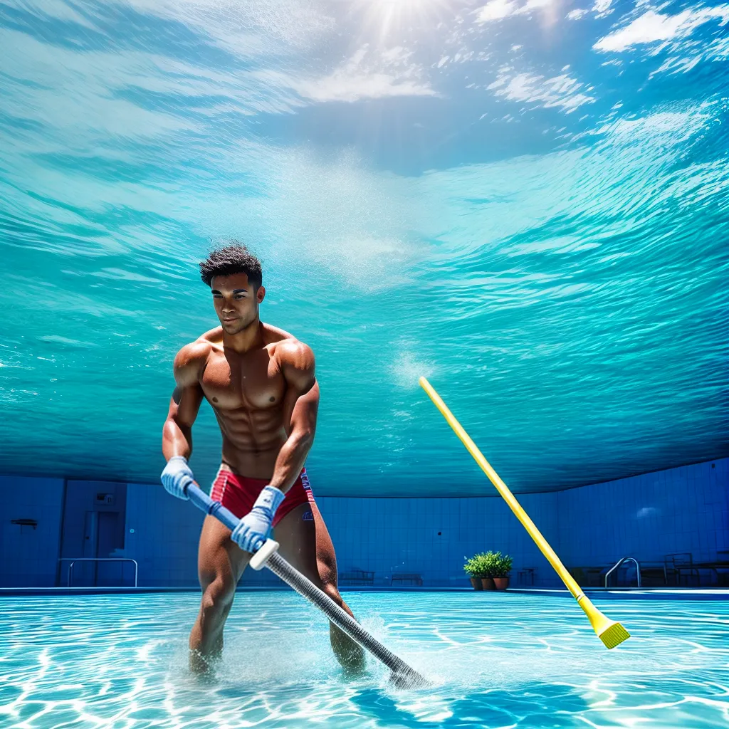 limpeza piscina azul brilhante