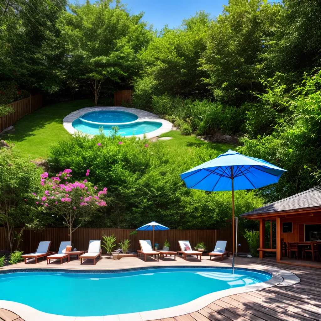 piscina azul jardim familia limpeza