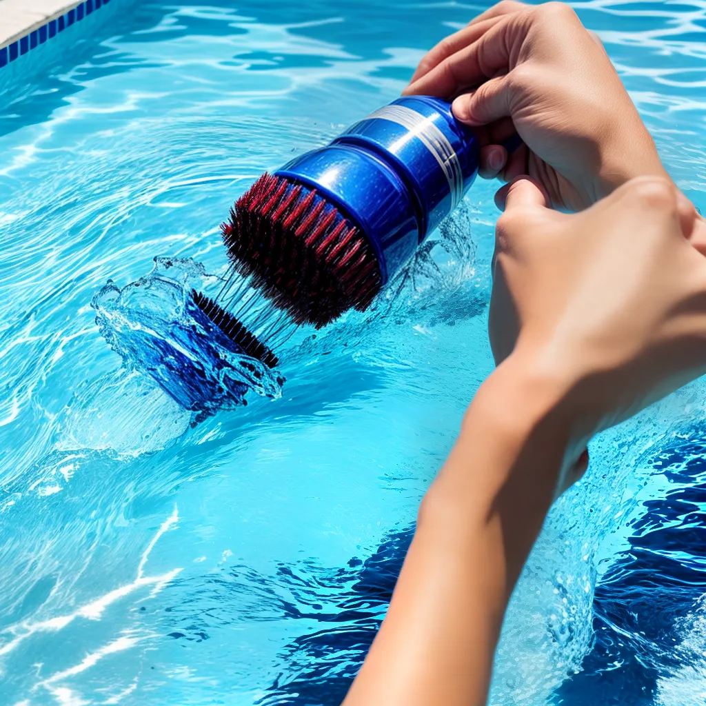 limpeza piscina mao azul brilho