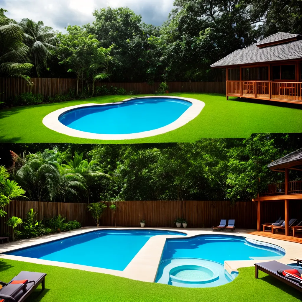 piscina azul jardim cobertura temporal
