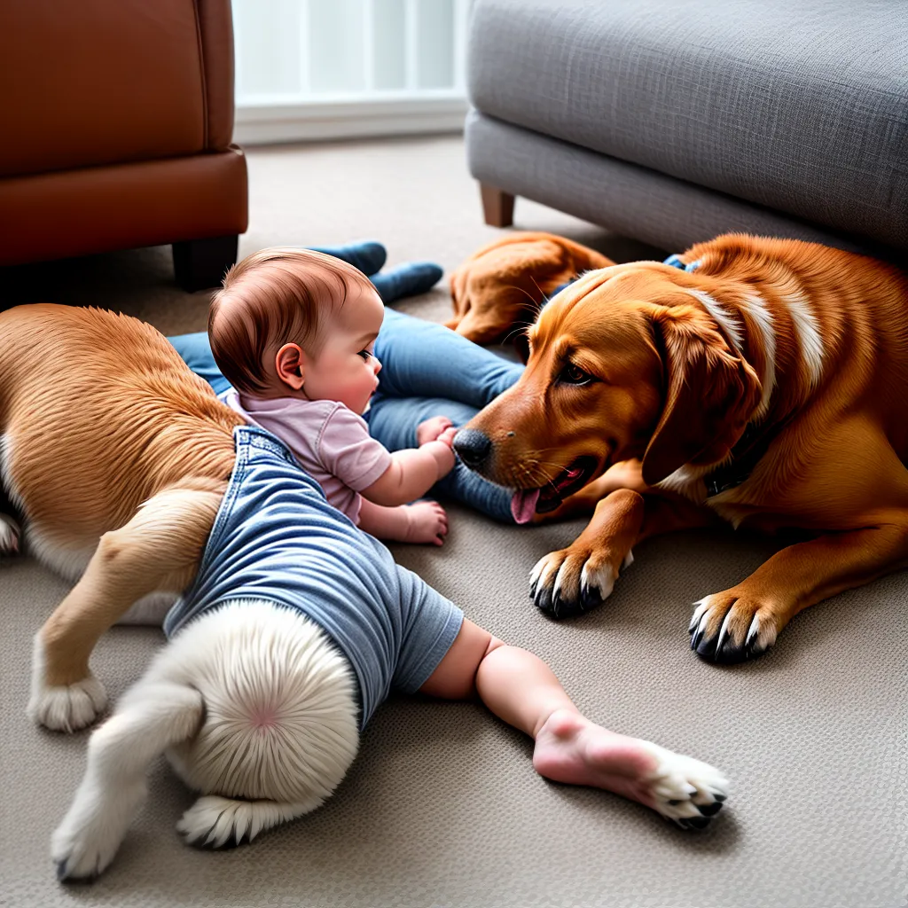 bebe interagindo cachorro amizade